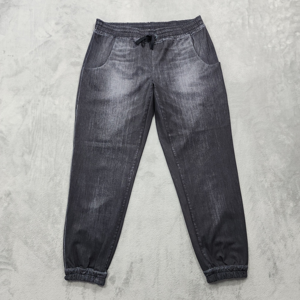 Lucy Pants Women M Gray Do Everything IndiGO Faux Denim Jogger Athleisure Casual
